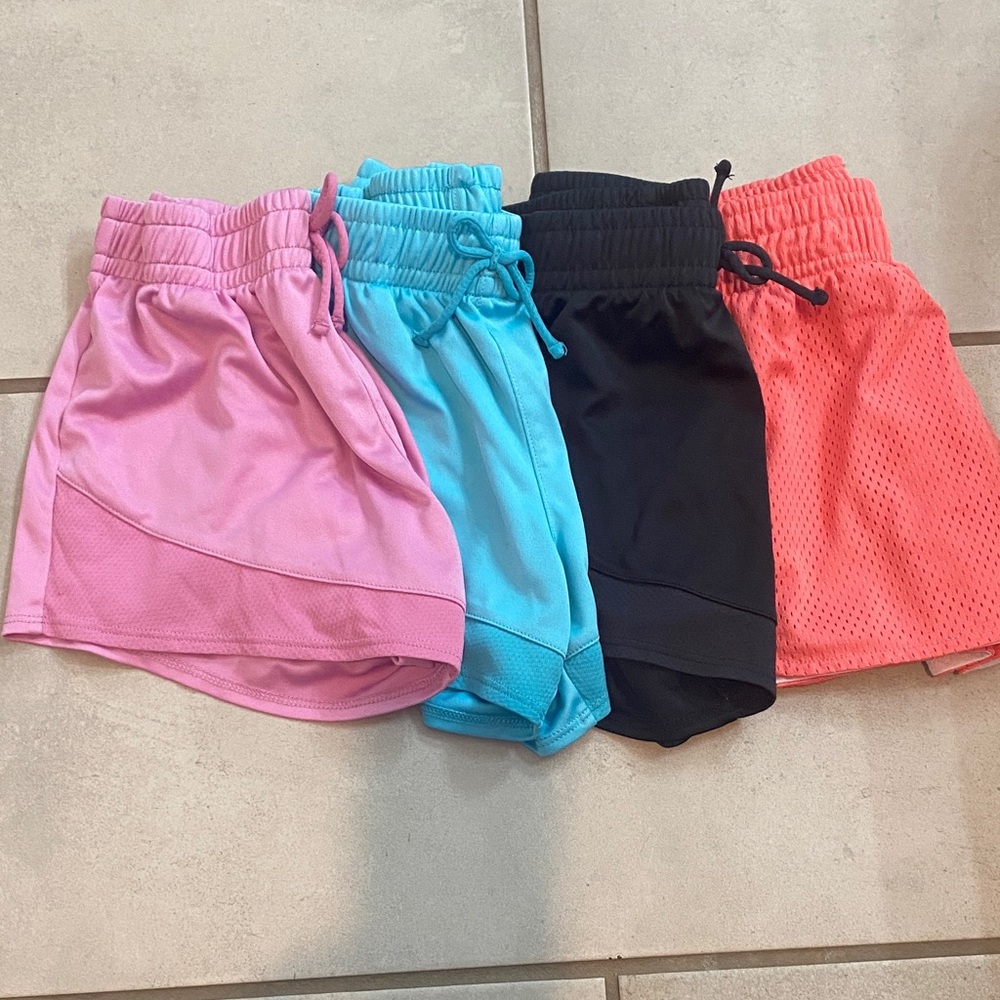 Bundle of Girls BCG Athletic Shorts- 4 pairs Pink, Blue, Black, Coral, size 8-10